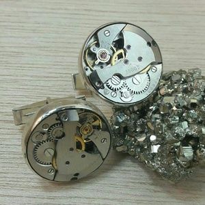 Steampunk Watch Part Cuff Links Sterling Silver